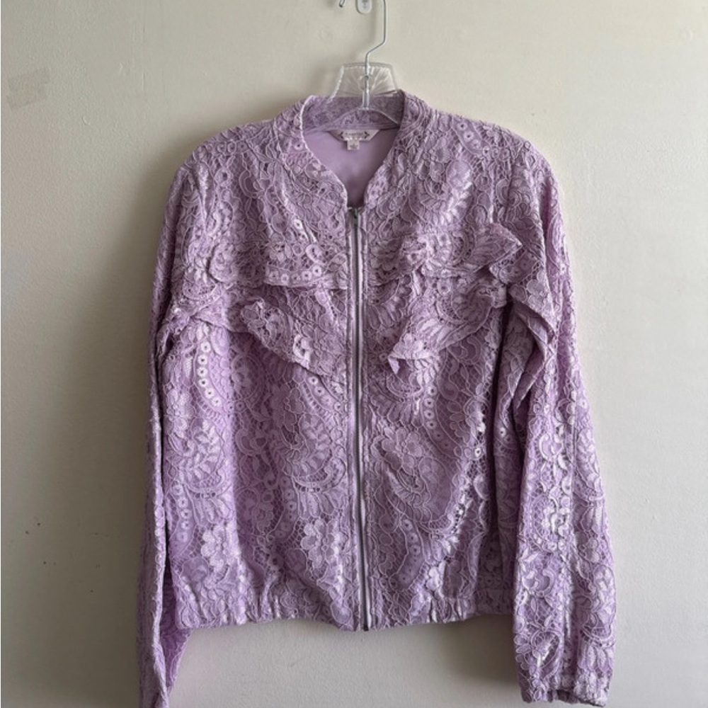 Nanette Lepore Lilac Lace Bomber Jacket